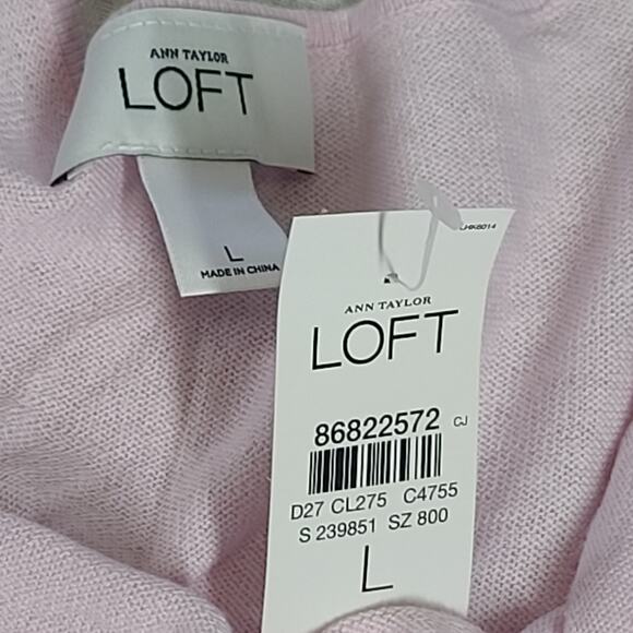 Loft women's cowl neck wool cotton petal pink knit blouse NWT Size Large office - Picture 5 of 7